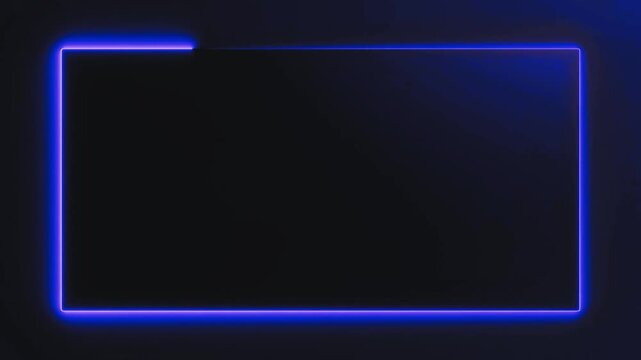 Blue Neon Border animated motion graphic video. Looping Animated Frame with Laser Effect. Seamless loop animated rectangle picture frame