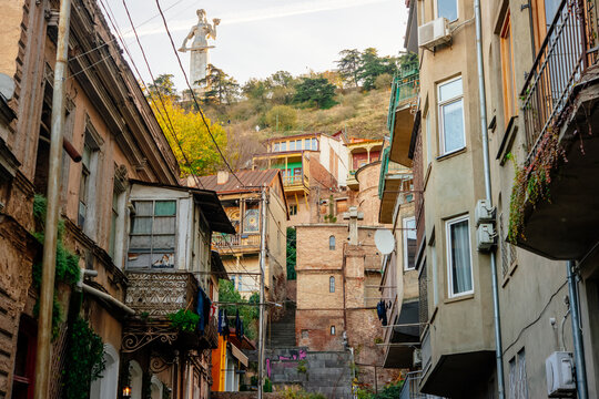 View of Old town Sololaki in Tbilisi, Georgia.