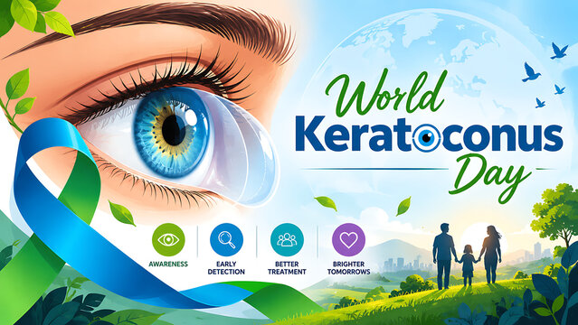 Human eye for keratoconus awareness day isolated on a transparent background, vision health