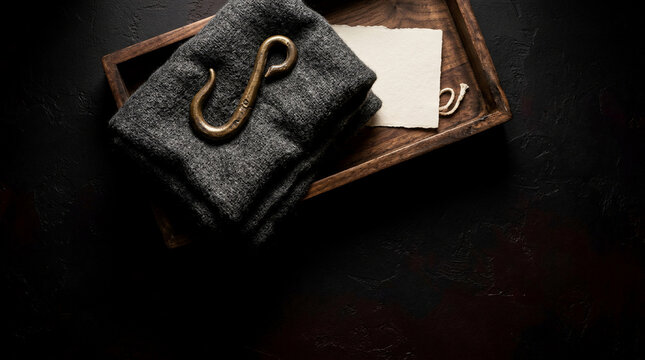Discover sophisticated black friday luxury essentials a premium grey textile, elegant brass hardware, and a blank note card for a refined personal touch