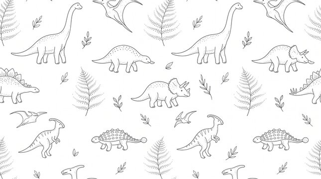 Cosmic galaxy space dinosaurs and constellations seamless pattern on dark purple  