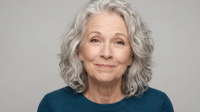 Expressive Older Lady Laughing and Communicating in Studio Setting