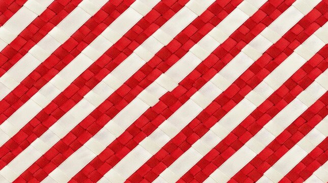Red and white striped woven background texture