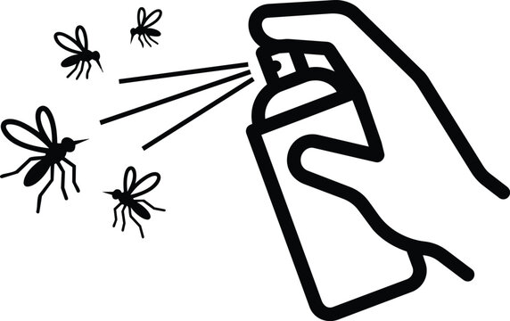 Hand spraying insecticide aerosol to kill flying mosquitoes