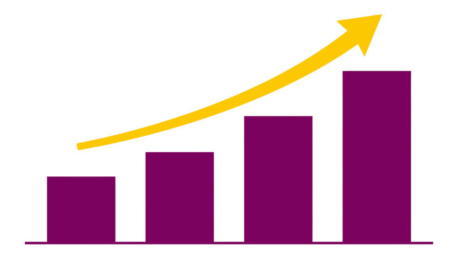 Business Growth Bar Chart with Rising Arrow for E Commerce Success and Financial Performance Analysis