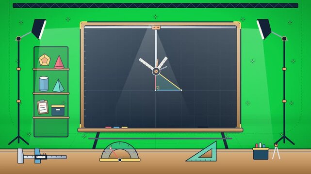 Animated Pythagorean Theorem Proof on a Chalkboard with Math Tools and Greenscreen