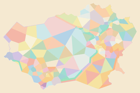 Colorful low poly map of Saudi Arabia with abstract geometric regions and modern polygonal design ideal for demographics statistics and data visualization generated ai