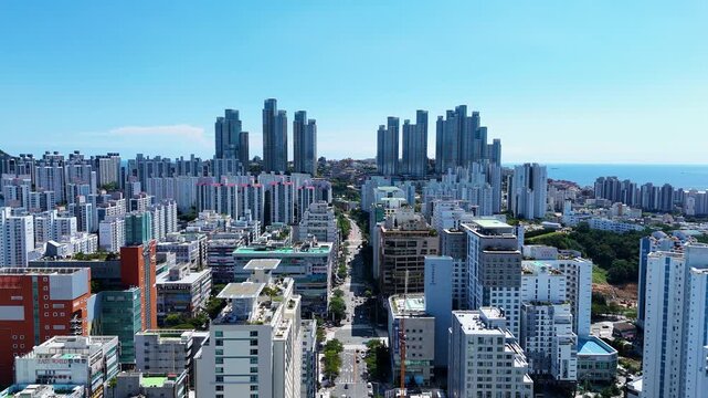 Haeundae district aerial view in busan south korea