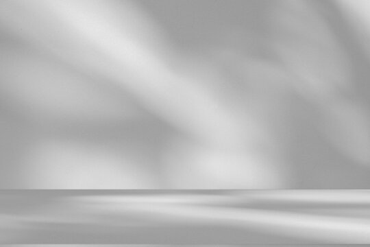 Wall interior background, studio and backdrops show products.with shadow from window color white and grey. background for text insertion and presentation product	
