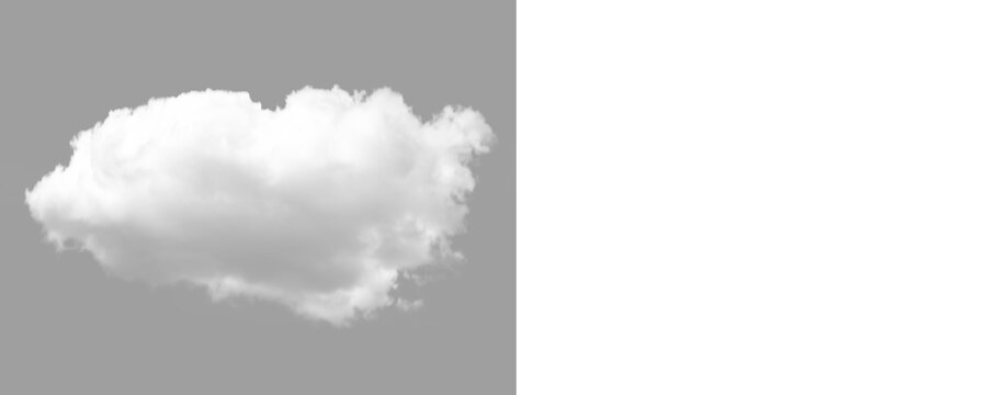 Puffy white cumulus cloud isolated on transparent background soft weather element for artistic digital design and sky compositing.