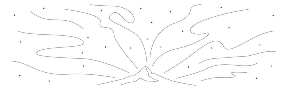 abstratc aurora with line art mountain illustration vector design
