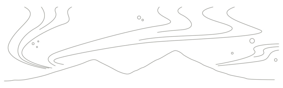 mount and aurora line art background illustration design