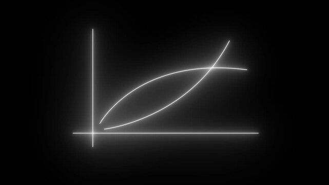 Neon financial line graph animation showing exponential growth and market trends on black background
