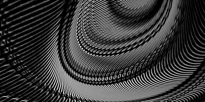 Futuristic Black Silver Chrome Wireframe Waves with Reflective Metallic Lines.
