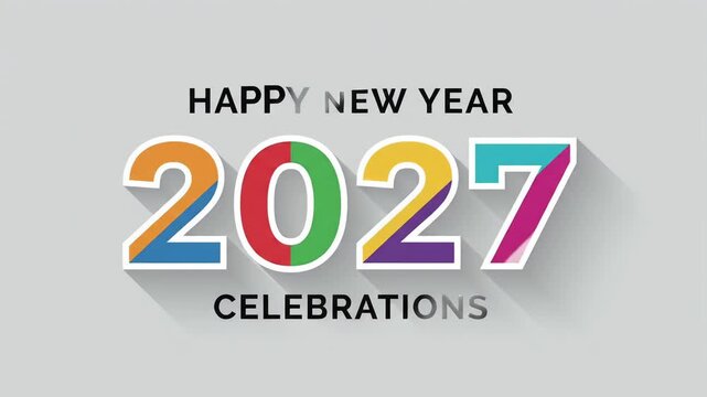 New year 2027 celebration number motion graphic background seamless loop
