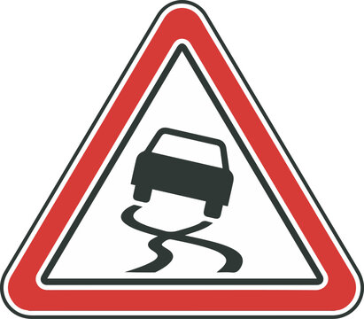 Slippery Road Warning Sign