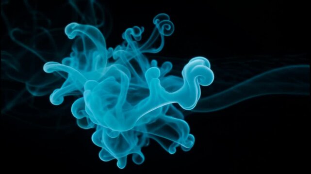 Abstract blue smoke animation swirling and forming a heart shape