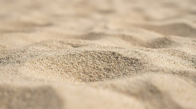 Close up macro shot of fine beach sand texture in natural soft sunlight