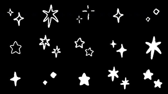 Hand-drawn video of sparkling stars
