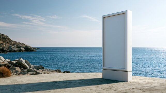 billboard or blank poster, blank white mast banner mockup, front view, outdoor, billboard clear poster for advertising display outside sign template, for Display or montage of product generate by AI