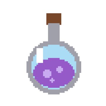 Pixel art magic potion bottle retro game asset sprite