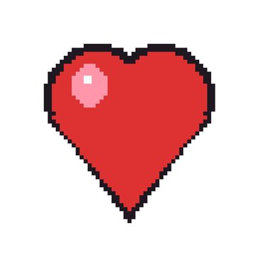 Pixel art red heart retro game life icon sprite