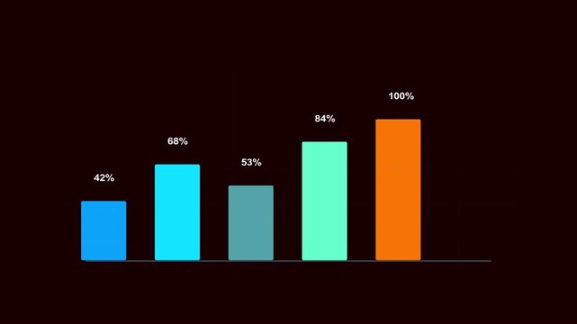  Infographic bar chart with colorful growth columns on dark background