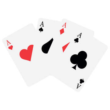 Four Aces Playing Cards Fan with All Suits Graphic Illustration