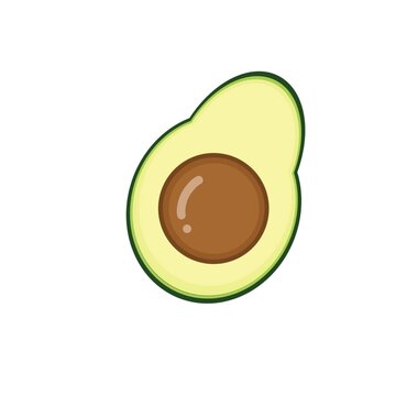 Slice of Avocado with Green Flesh, Fresh Organic Ingredient, Healthy Food, Nature Illustration