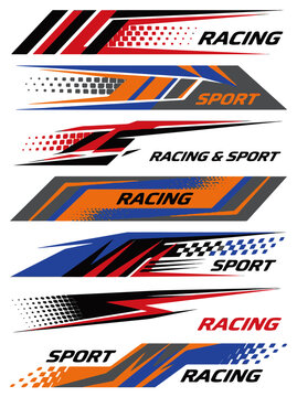 Racing Vector Graphic Stripe Designs for Car Decals Abstract Modern Elements for Vehicle Wraps and Motorsports Branding