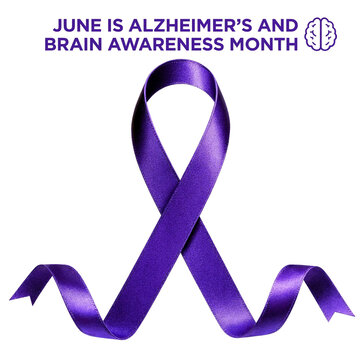 Purple Alzheimer and Brain Awareness Ribbon Symbol for June Awareness Campaigns and Health Promotion Materials