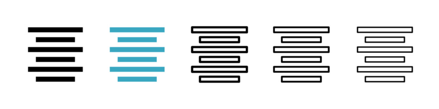 Align center icon flat outline in black