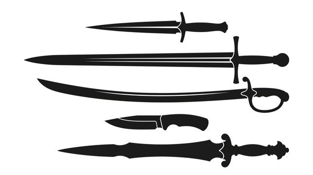 Collection of Historical Swords and Daggers, Isolated