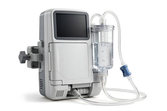 Medical infusion pump for intravenous therapy isolated on white background