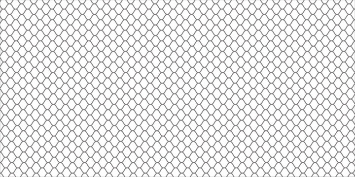 Fishing or soccer net. Repeated hexagon pattern. Black wired mesh texture isolated on white background. Metallic or fabric fence, cage or lattice structure. Vector graphic Illustration.