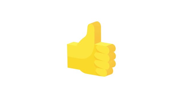 Animated isometric 3D yellow thumbs up like icon