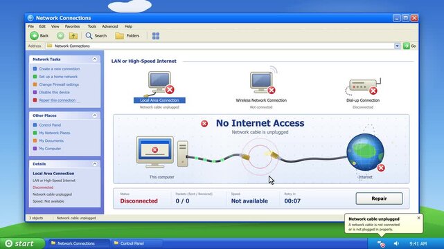 No Internet Connection Animation with Classic User Interface