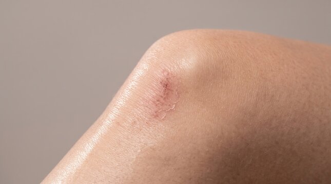 Close-Up Detail of a Scraped Knee with Healing Skin Abrasions