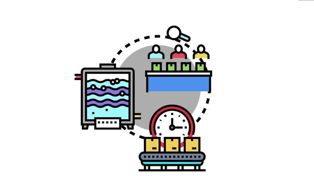 Production line cultures icon various business processes including team collaboration. Product manufacturing. Quality control. And industrial organization