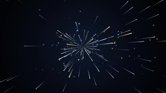 Cosmic Warp Tunnel Animation with Glowing Particle Streaks and Light Trails on Dark Background for Futuristic Motion Graphics Presentations and Cinematic Transitions for Sci-Fi Media Content Productio