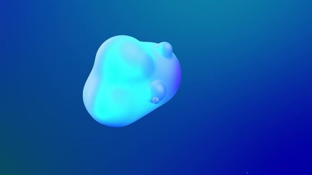 3d render VJ Loop particles Peaceful neon shapes shift smoothly. Gentle luminous spheres transform peacefully in blue background. Silent bright structures gradually change form within calm azure scene