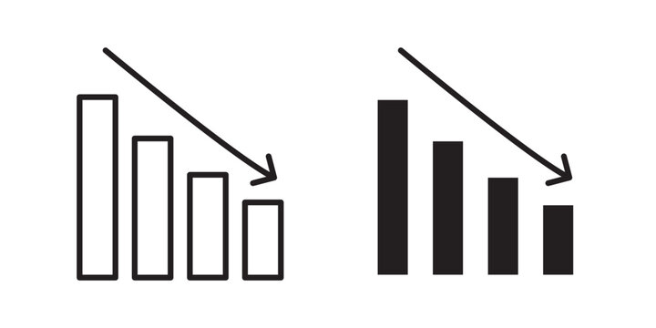 Reduction chart icon flat outline in black