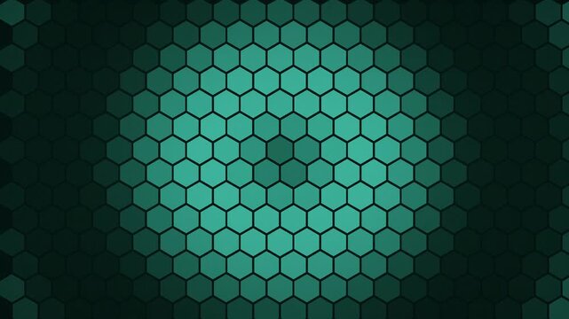 Honeycomb hexagon cells lighting in waves, abstract technology pattern background
