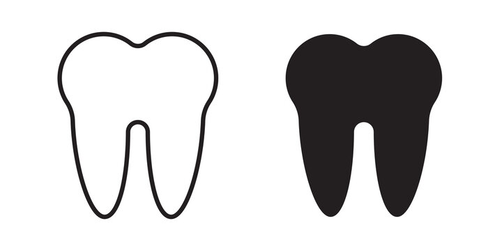 Tooth icon flat outline in black