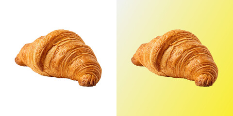 Golden Croissant, flaky French butter pastry crescent roll for breakfast bakery food © JKFeloxy