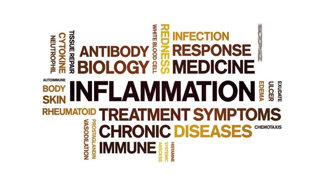 inflammation animated word cloud-animation tag kinetic typography seamless loop.