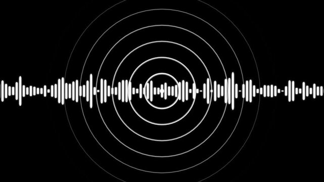 Call recording audio sound waves and technology radio signal animation on black background. Radio wave on black background Animation.