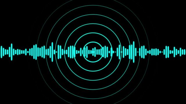 Call recording audio sound waves and technology radio signal.Digital radio wave White color animation. Radio wave on black background Animation. 4k