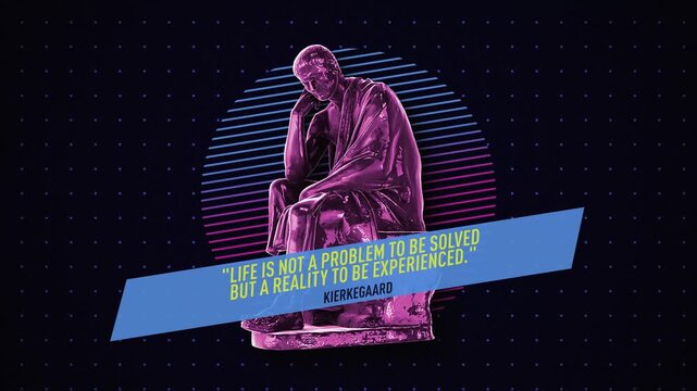 Animated background with a Greek bust, neon geometric shapes, and an inspirational quote. Ideal for social media, presentations, and motivational content.
