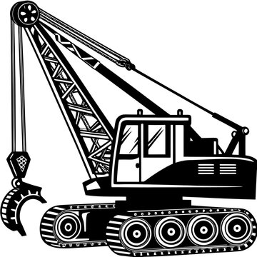 Crawler Crane Construction Machine Vector Silhouette Icon